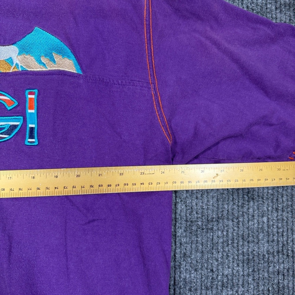 COOGI Mens XXL Purple Embroidered Mountain Deer Graphic T-Shirt Contrast Stitch - Picture 3 of 8